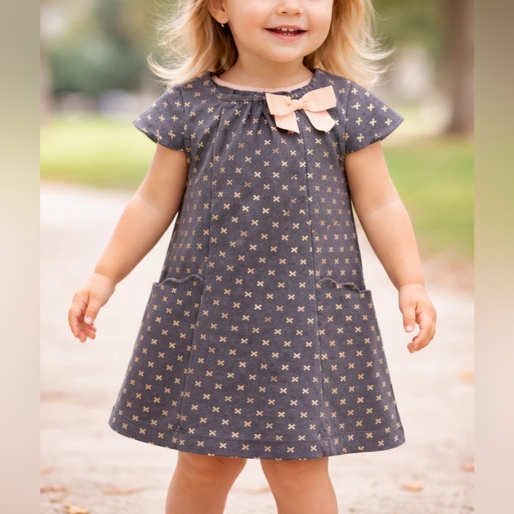 Catherine Malandrino Mini Little Girls Baby Dress Short Sleeve Cotton